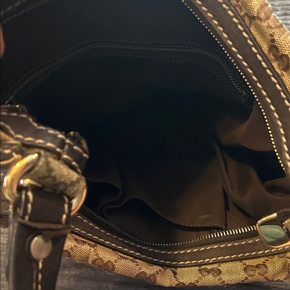 Gucci Crystal Tan & Dark Brown Monogram Hobo Shoulder Bag - Picture 13 of 16